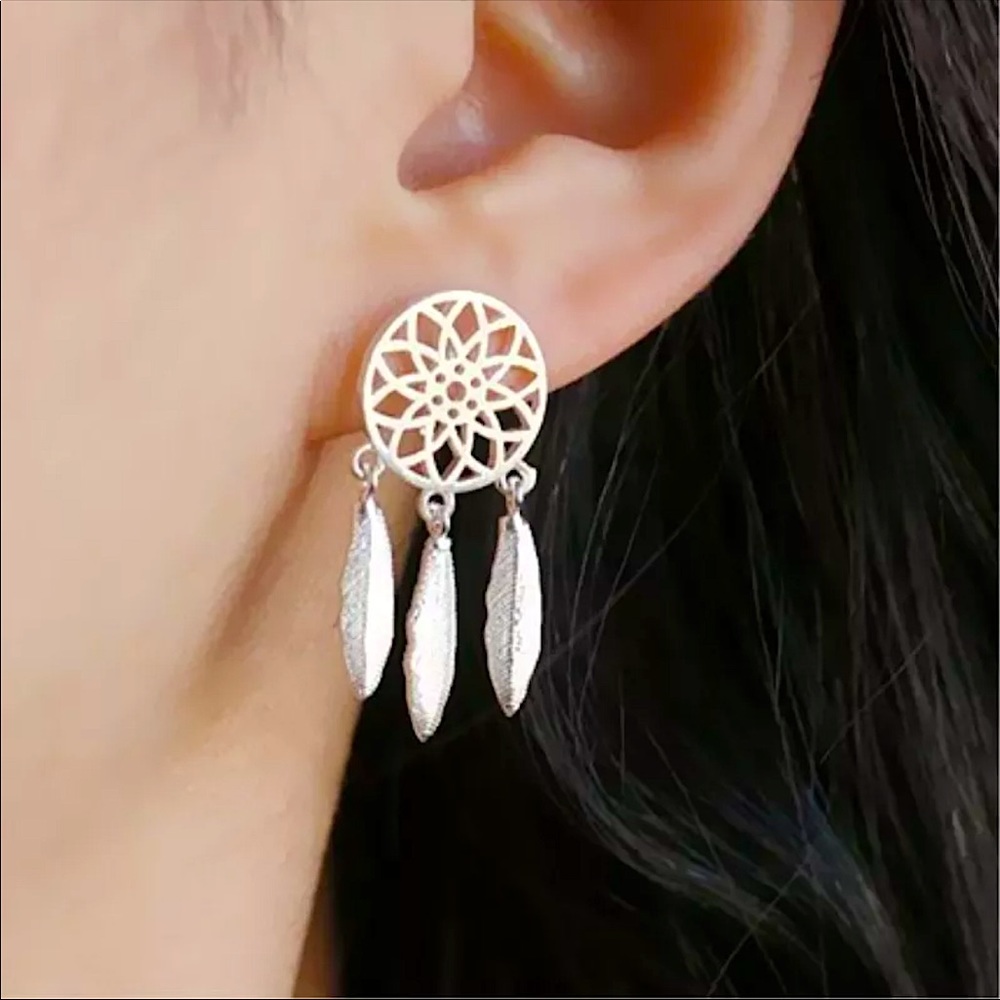 "Dreamcatcher" Indie Native Bohemian Festival Ethnic Dainty Gold Silver Earrings